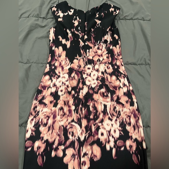 Dressbarn Floral Black and Pink Dress Size 4 - Picture 2 of 6